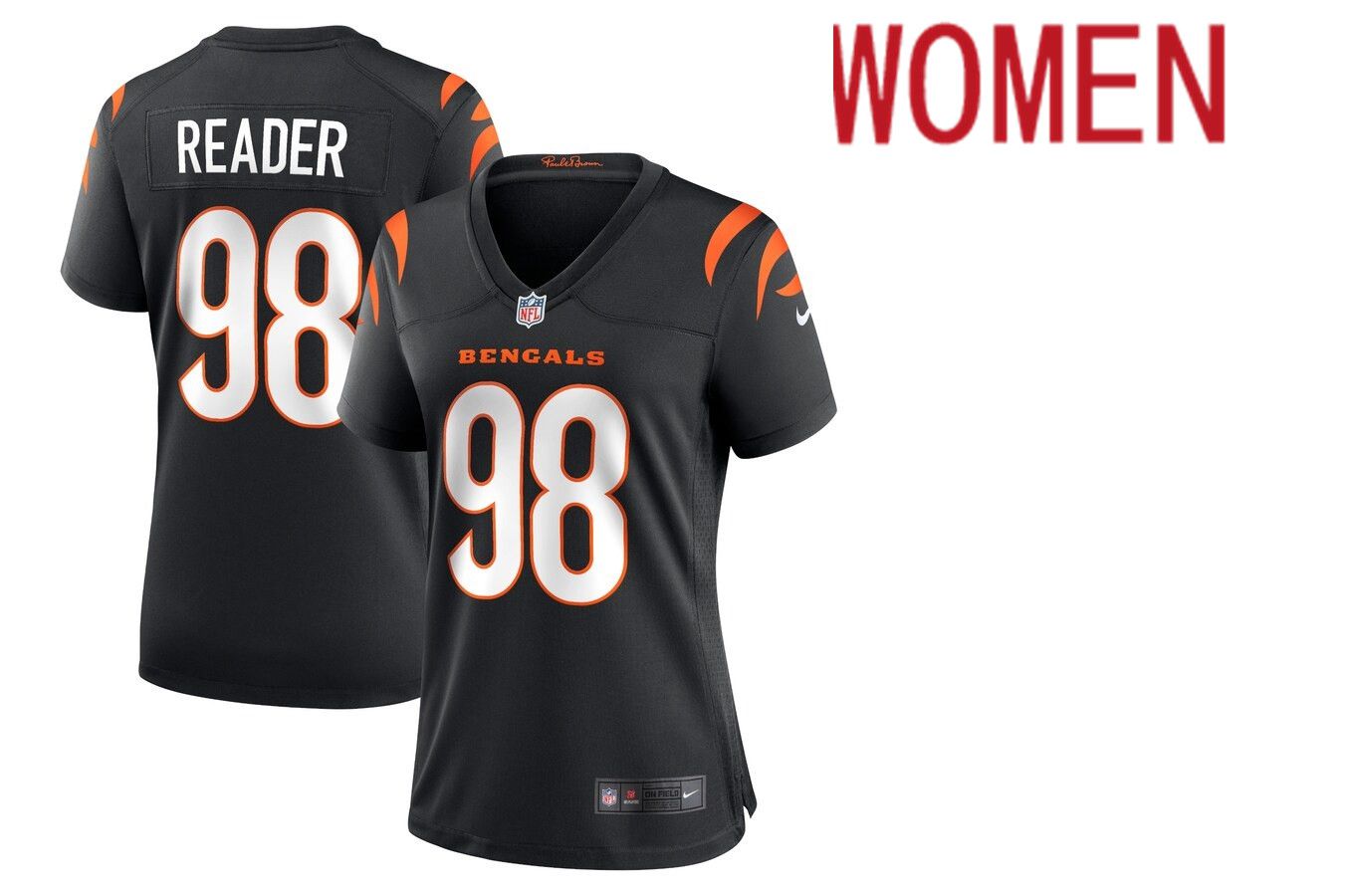 Women Cincinnati Bengals #98 D.J. Reader Nike Black Game NFL Jersey->women nfl jersey->Women Jersey